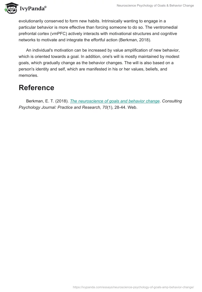 Neuroscience Psychology of Goals & Behavior Change. Page 2