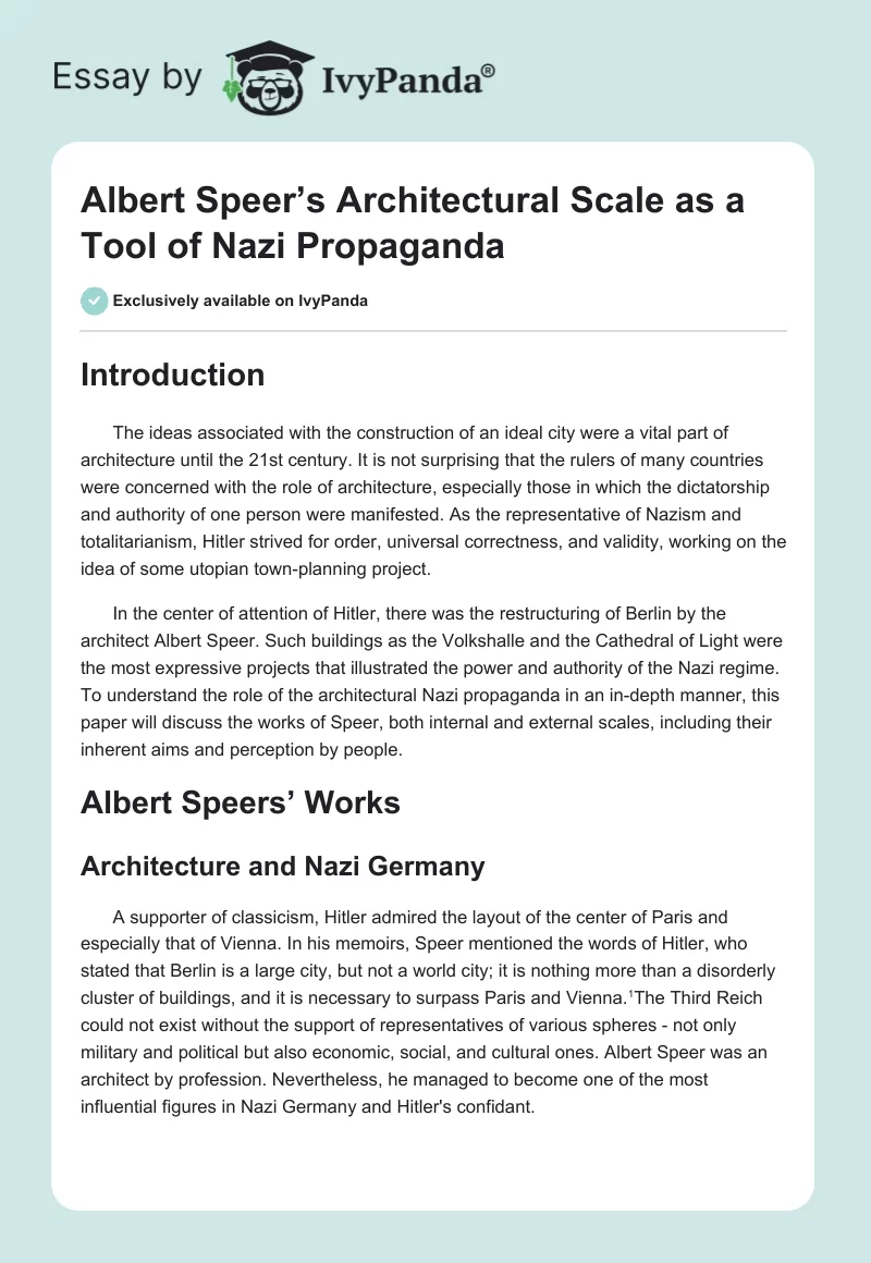Albert Speer’s Architectural Scale as a Tool of Nazi Propaganda. Page 1