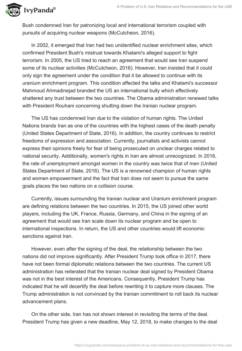 A Problem of U.S.-Iran Relations and Recommendations for the UAE. Page 3