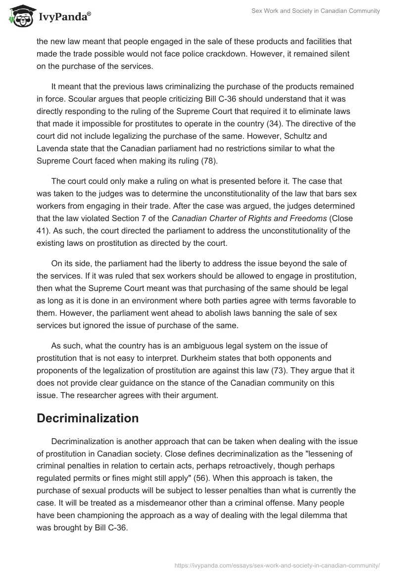 Sex Work and Society in Canadian Community. Page 3
