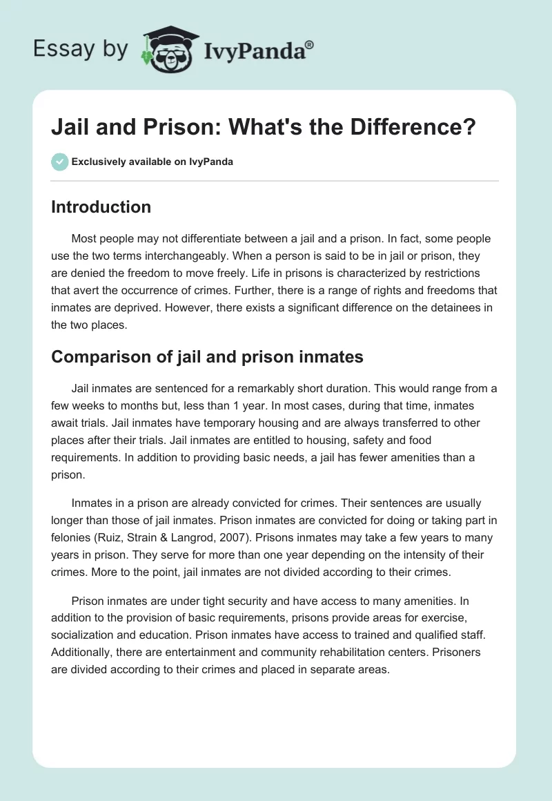 Jail and Prison: What's the Difference?. Page 1