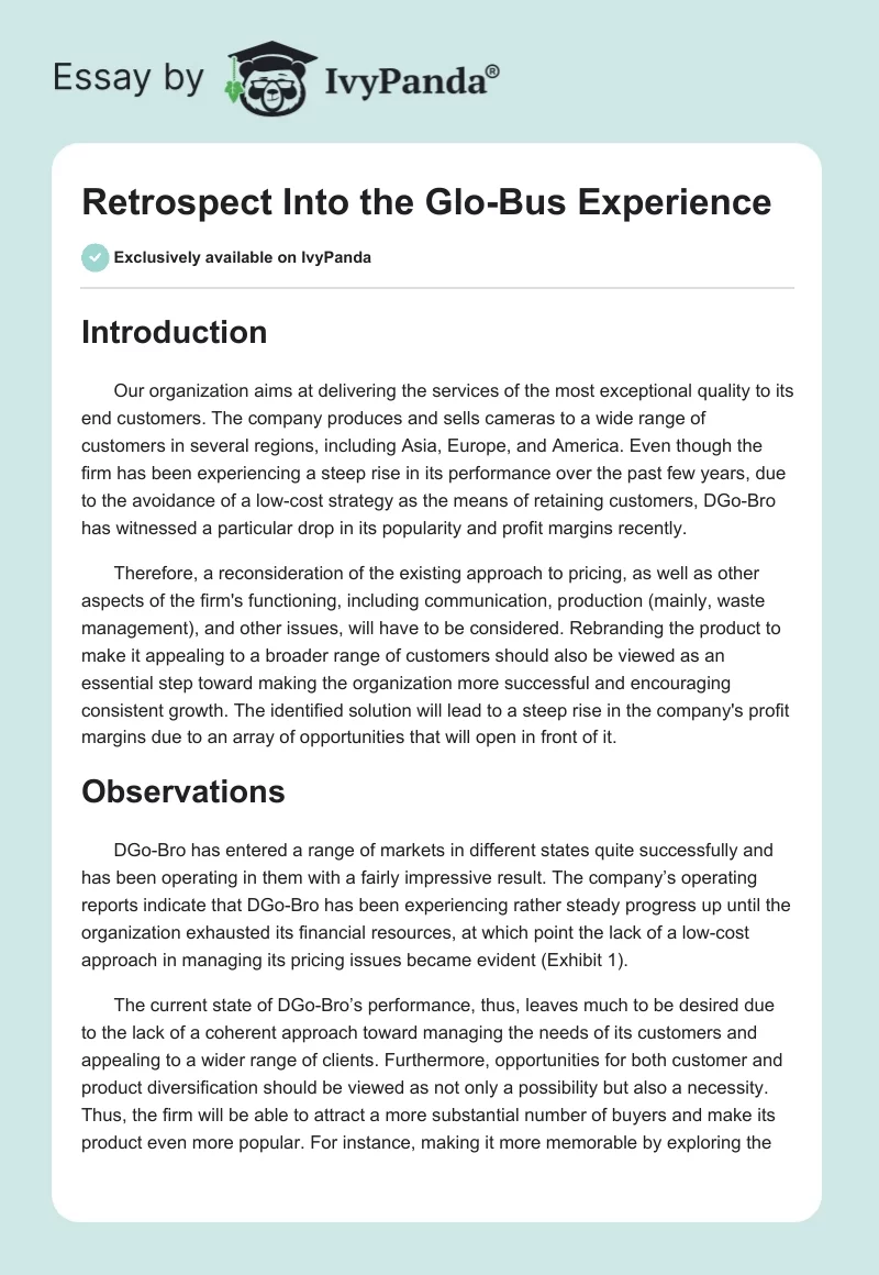 Retrospect Into the Glo-Bus Experience. Page 1