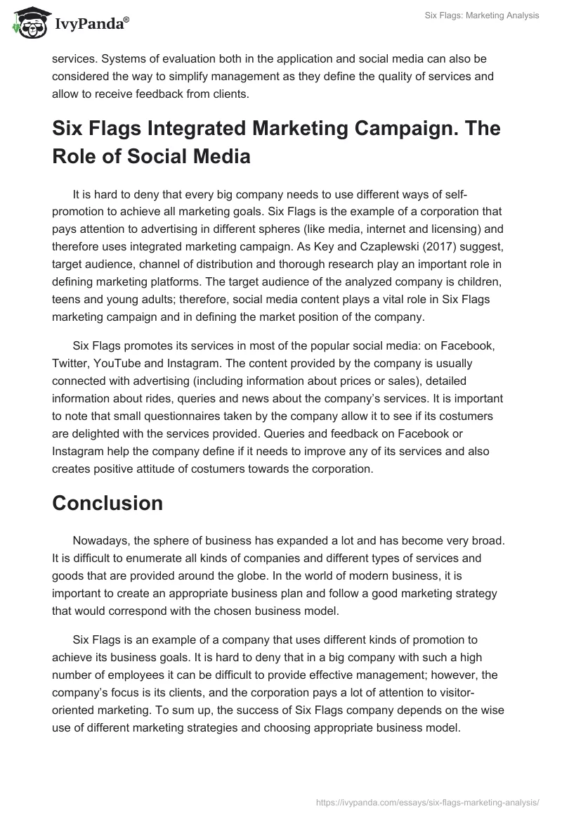 Six Flags: Marketing Analysis. Page 3