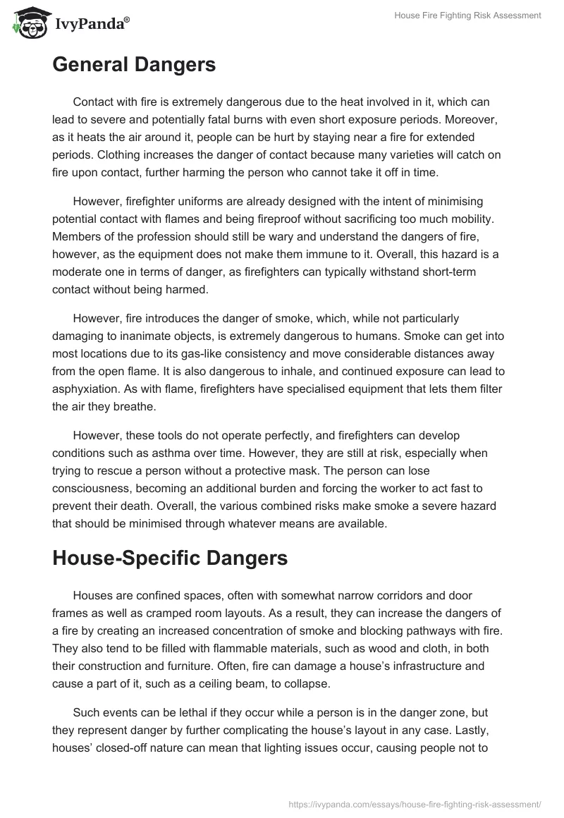 House Fire Fighting Risk Assessment. Page 2