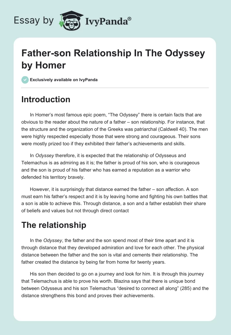 Father-Son Relationship in The Odyssey by Homer. Page 1