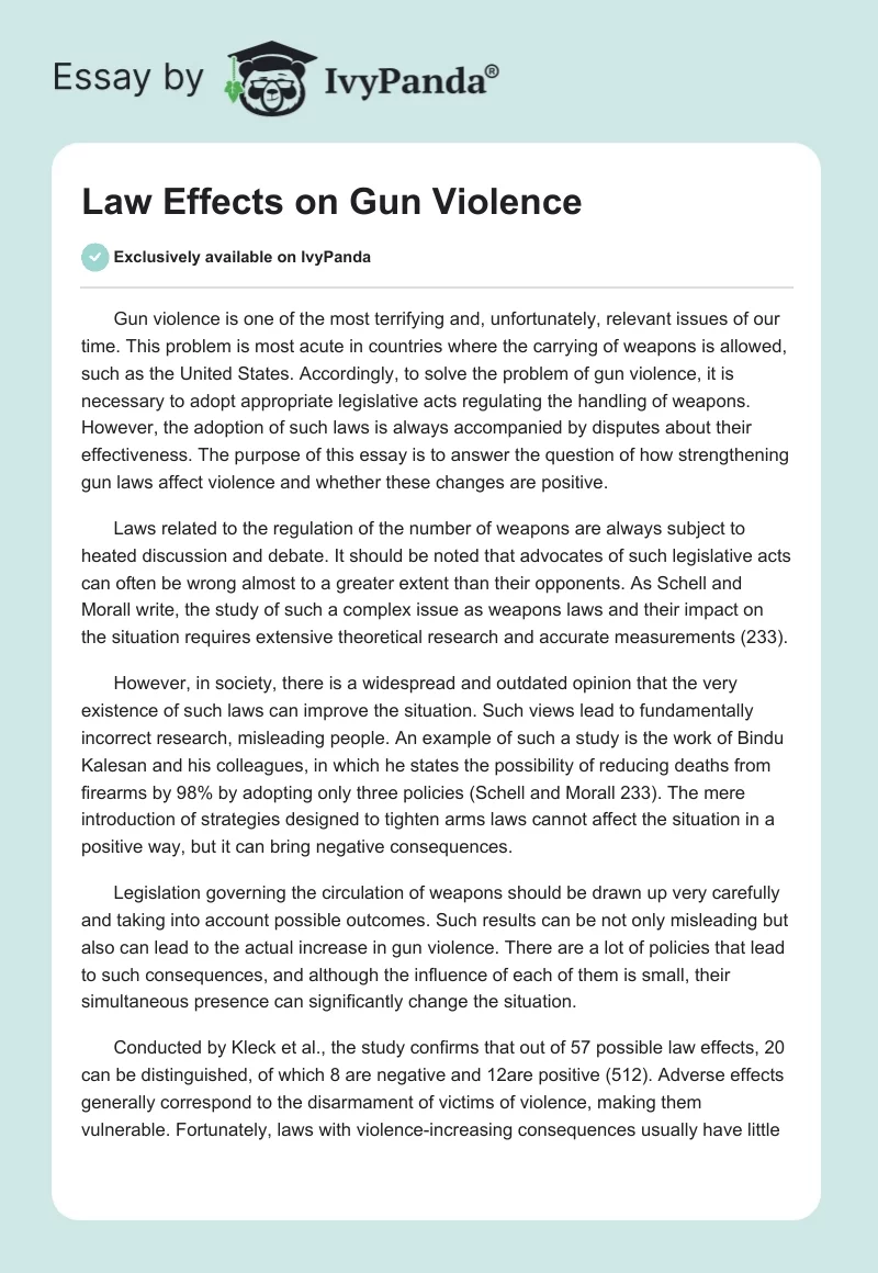 Law Effects on Gun Violence. Page 1
