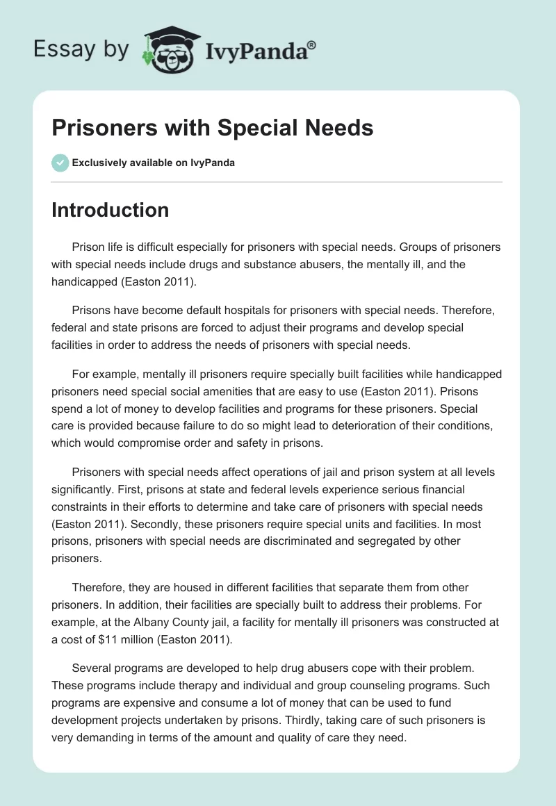 Prisoners with Special Needs. Page 1