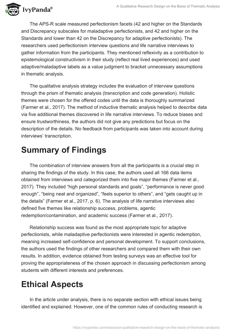 A Qualitative Research Design on the Basis of Thematic Analysis. Page 2
