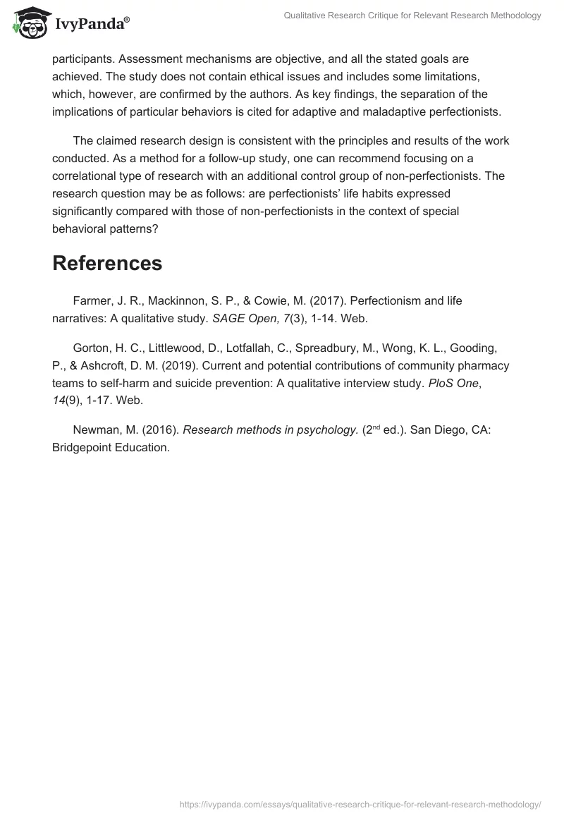 Qualitative Research Critique for Relevant Research Methodology. Page 4