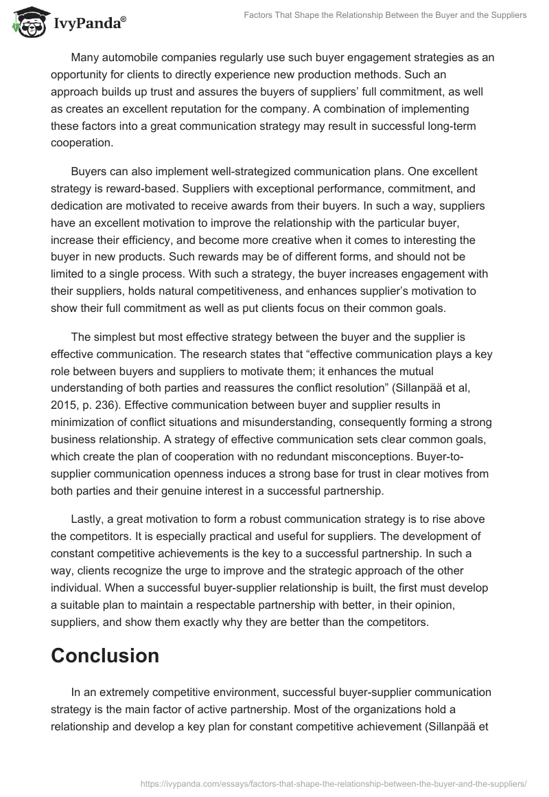 Factors That Shape the Relationship Between the Buyer and the Suppliers. Page 4