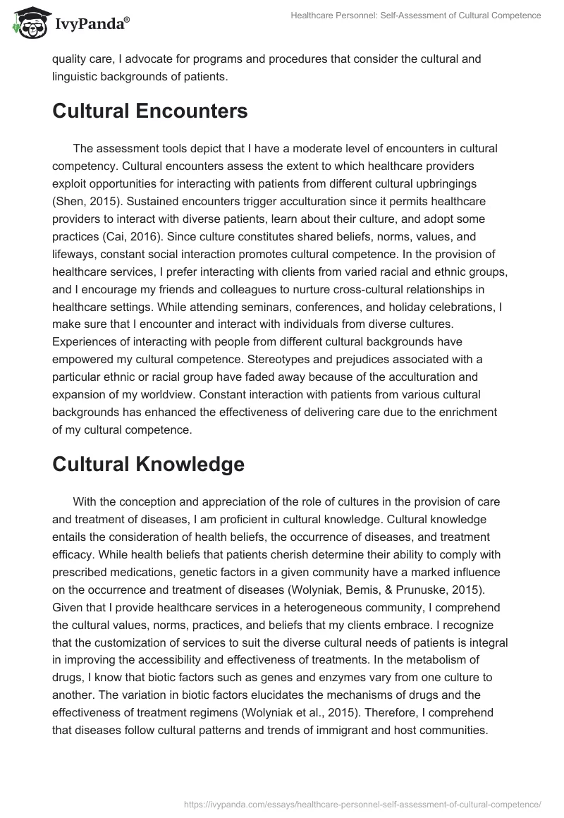Healthcare Personnel: Self-Assessment of Cultural Competence. Page 2