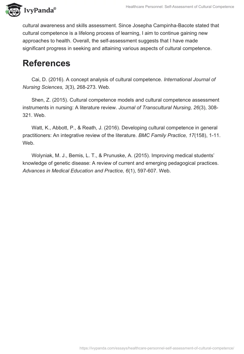 Healthcare Personnel: Self-Assessment of Cultural Competence. Page 4