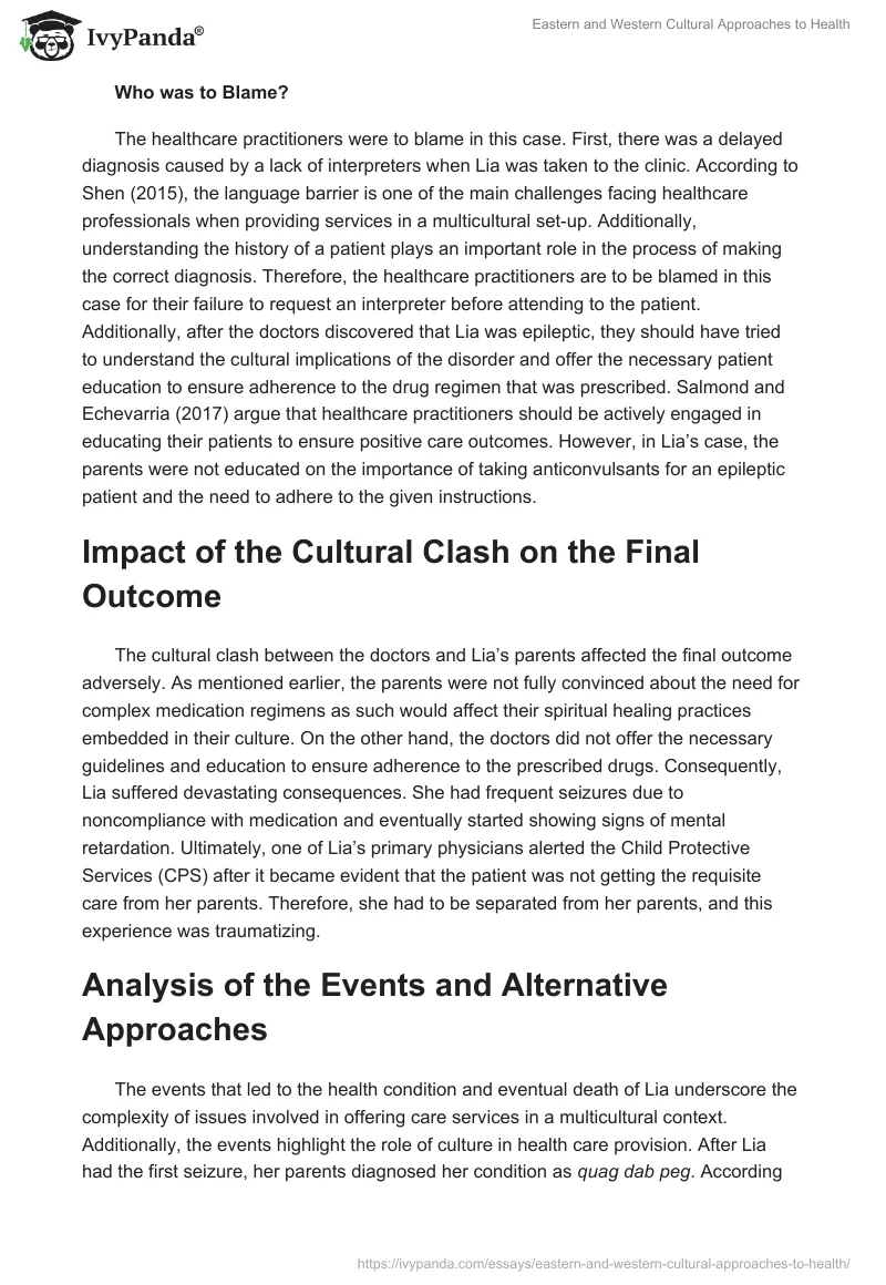Eastern and Western Cultural Approaches to Health. Page 2