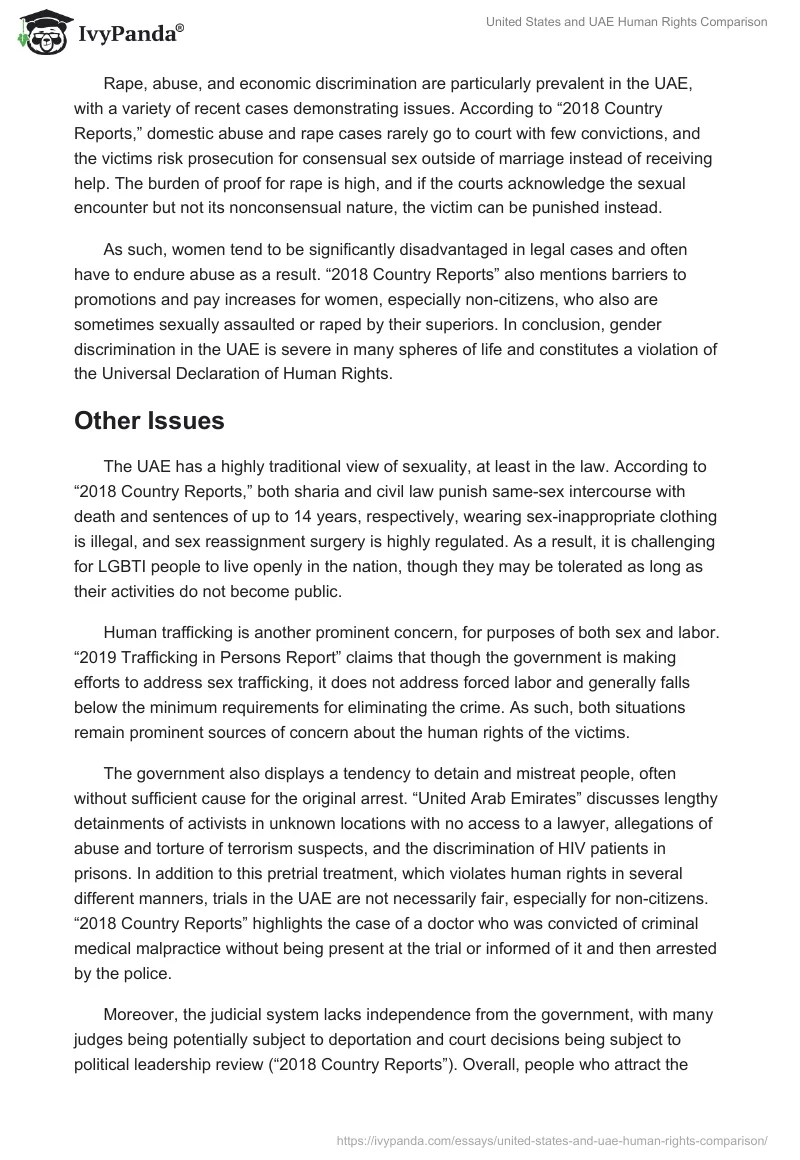 United States and UAE Human Rights Comparison. Page 3