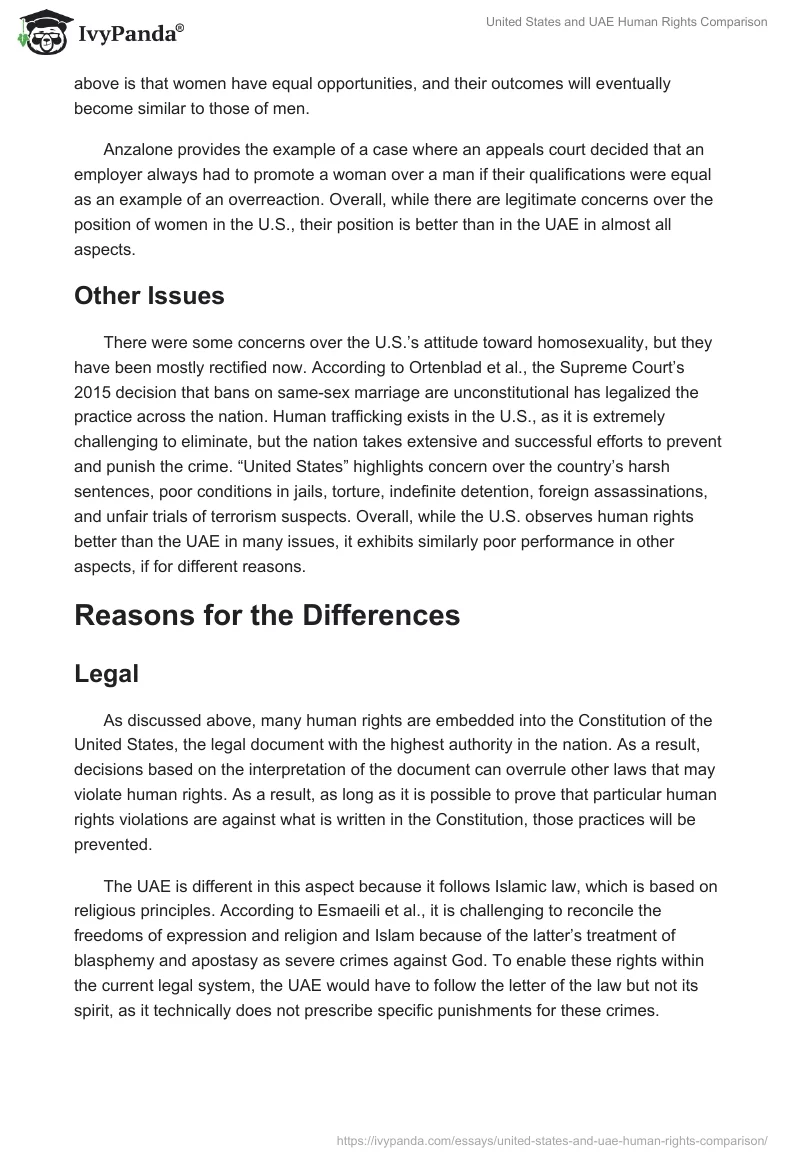 United States and UAE Human Rights Comparison. Page 5