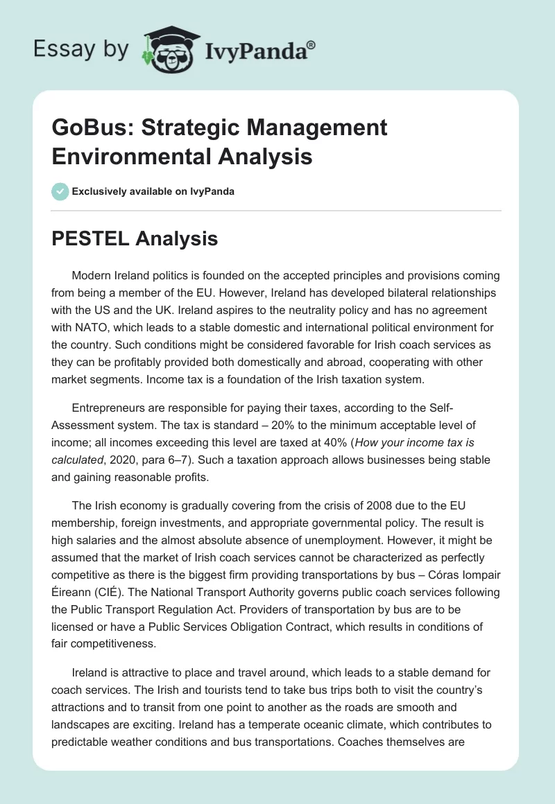 GoBus: Strategic Management Environmental Analysis. Page 1