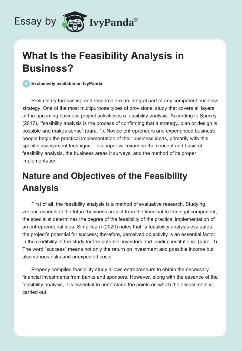 What Is the Feasibility Analysis in Business?. Page 1