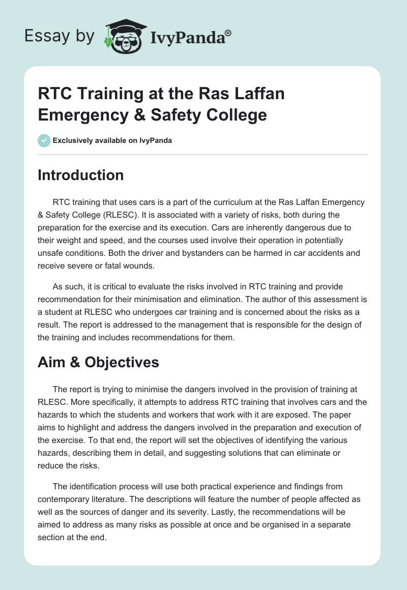 RTC Training at the Ras Laffan Emergency & Safety College. Page 1