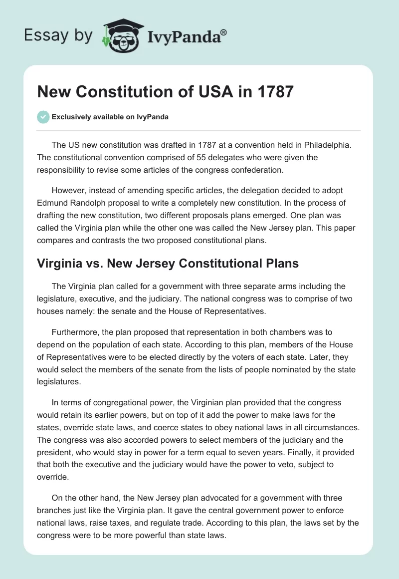 New Constitution of USA in 1787. Page 1