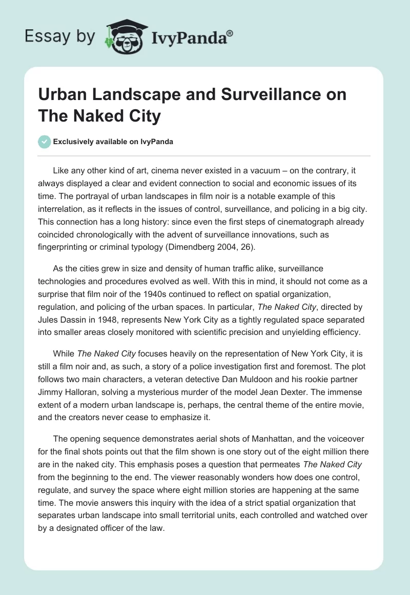 Urban Landscape and Surveillance on The Naked City. Page 1