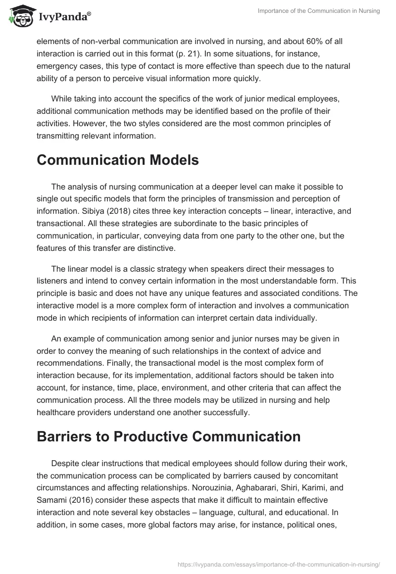Importance of the Communication in Nursing. Page 2