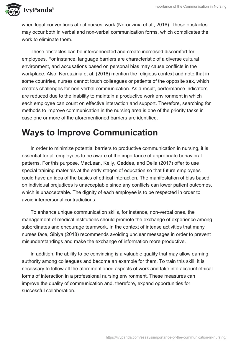Importance of the Communication in Nursing. Page 3