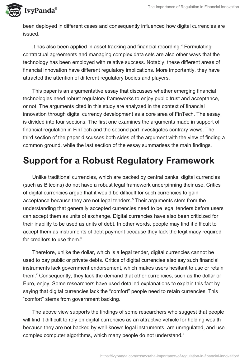 The Importance of Regulation in Financial Innovation. Page 2