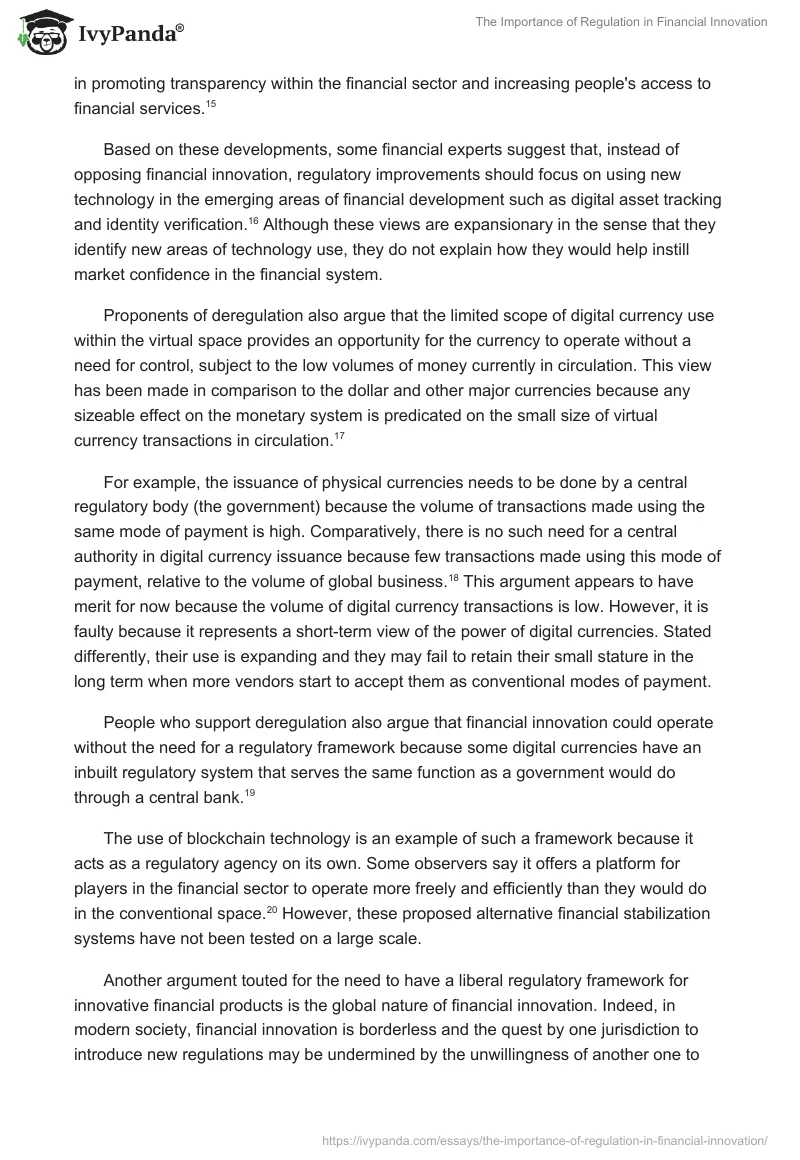 The Importance of Regulation in Financial Innovation. Page 4