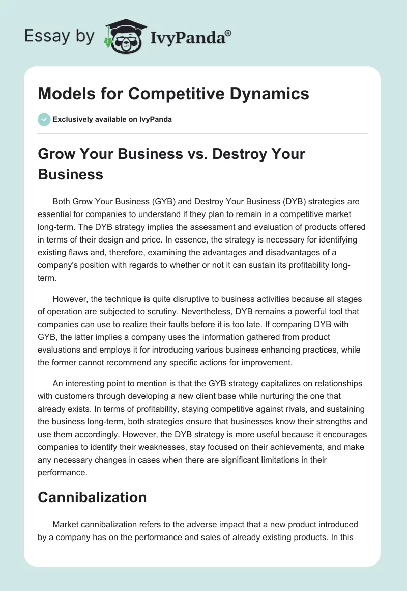 Models for Competitive Dynamics. Page 1
