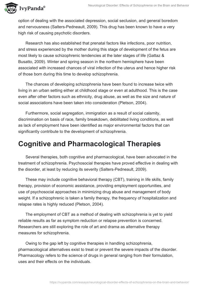 Neurological Disorder: Effects of Schizophrenia on the Brain and Behavior. Page 4