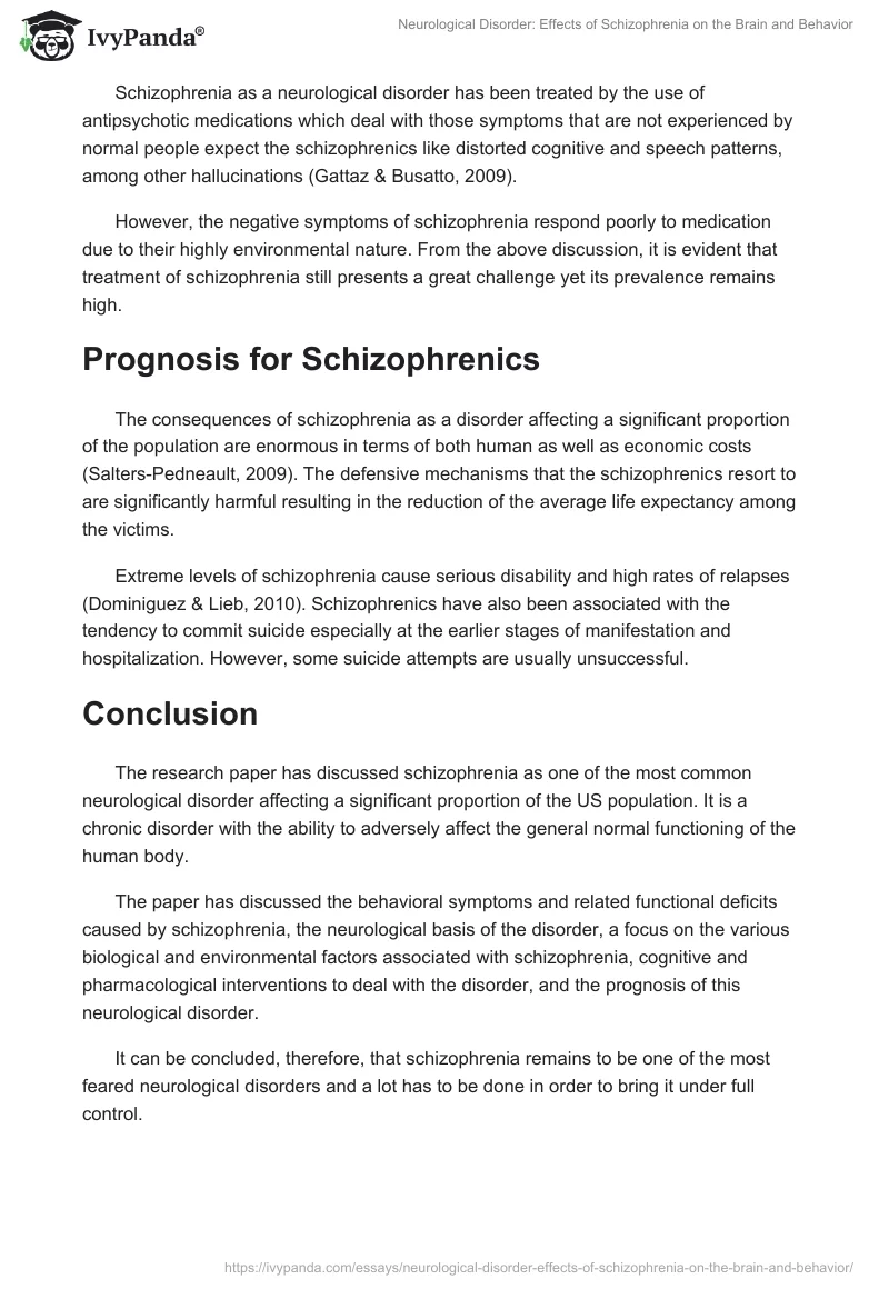 Neurological Disorder: Effects of Schizophrenia on the Brain and Behavior. Page 5