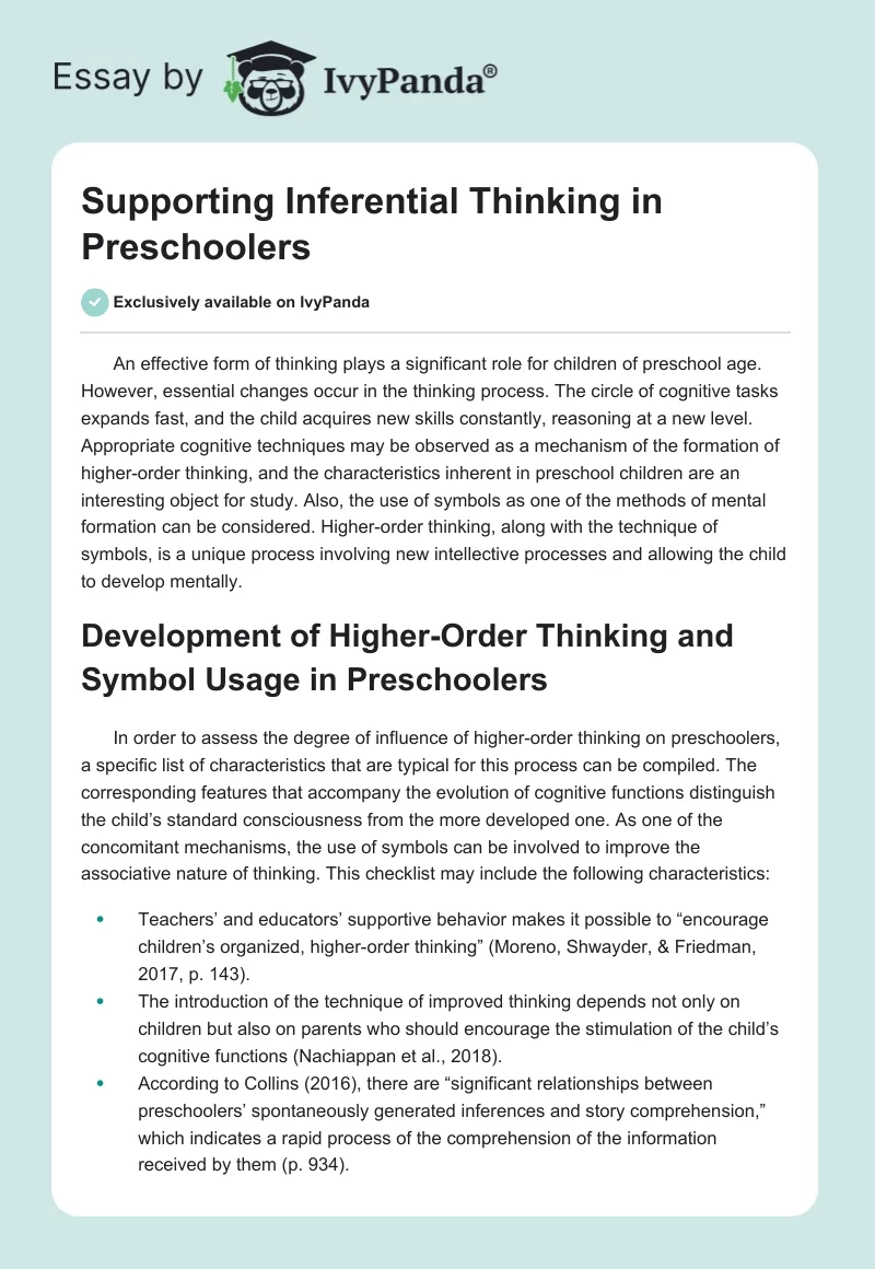 Supporting Inferential Thinking in Preschoolers. Page 1