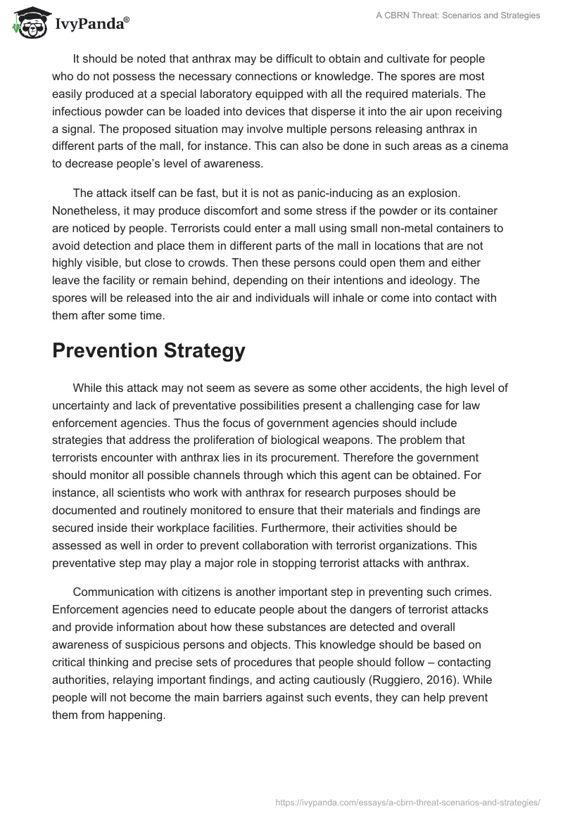 A CBRN Threat: Scenarios and Strategies. Page 3