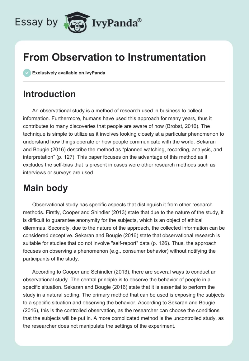 From Observation to Instrumentation. Page 1