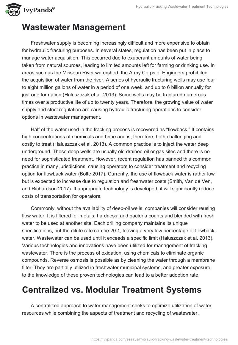 Hydraulic Fracking Wastewater Treatment Technologies. Page 3