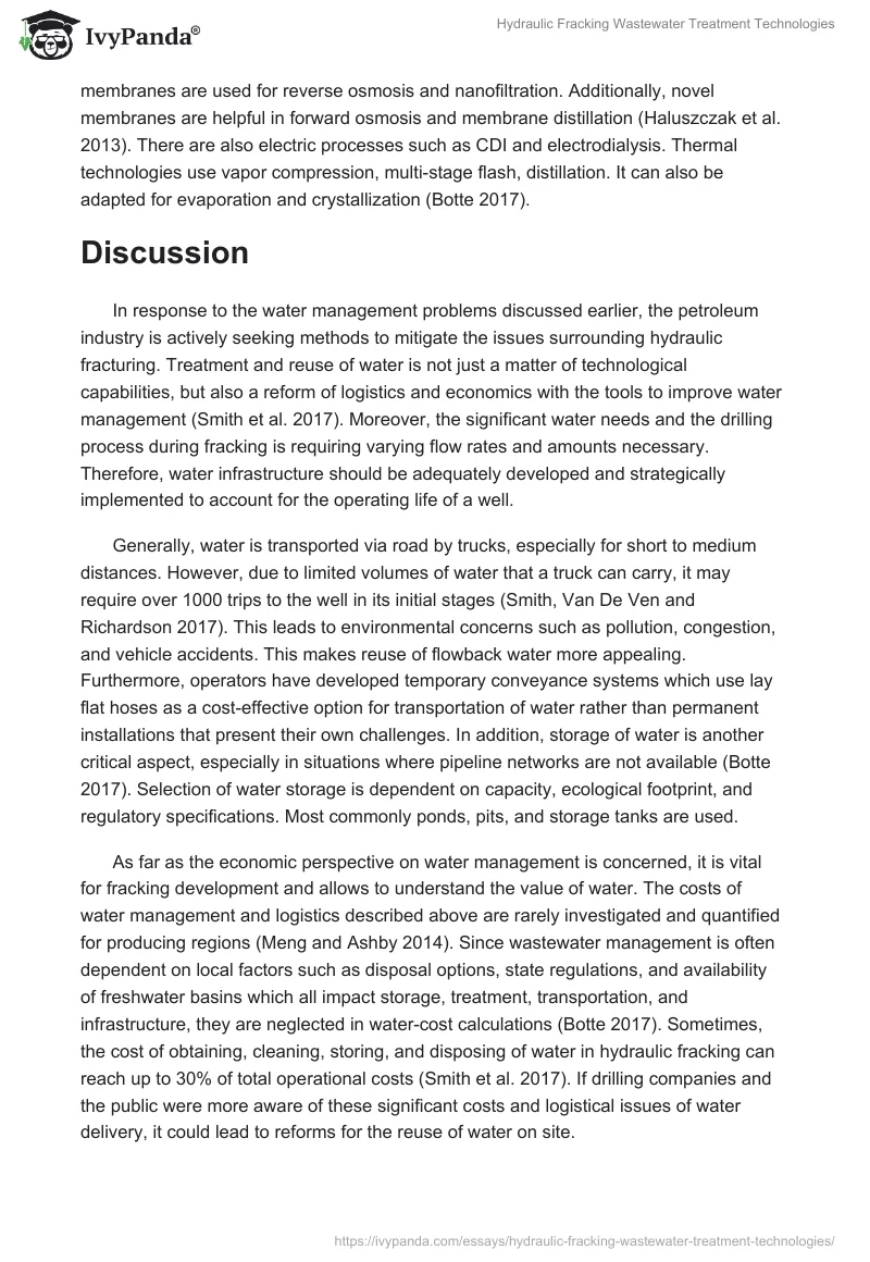 Hydraulic Fracking Wastewater Treatment Technologies. Page 5