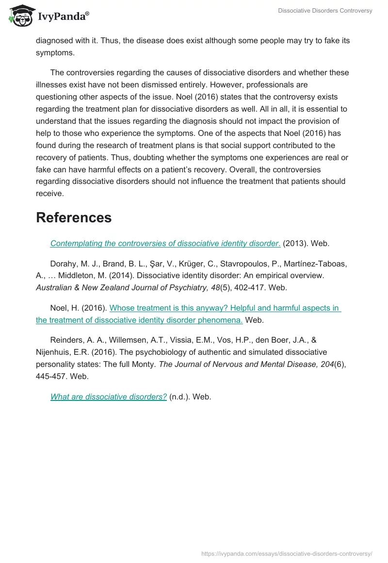 Dissociative Disorders Controversy. Page 2