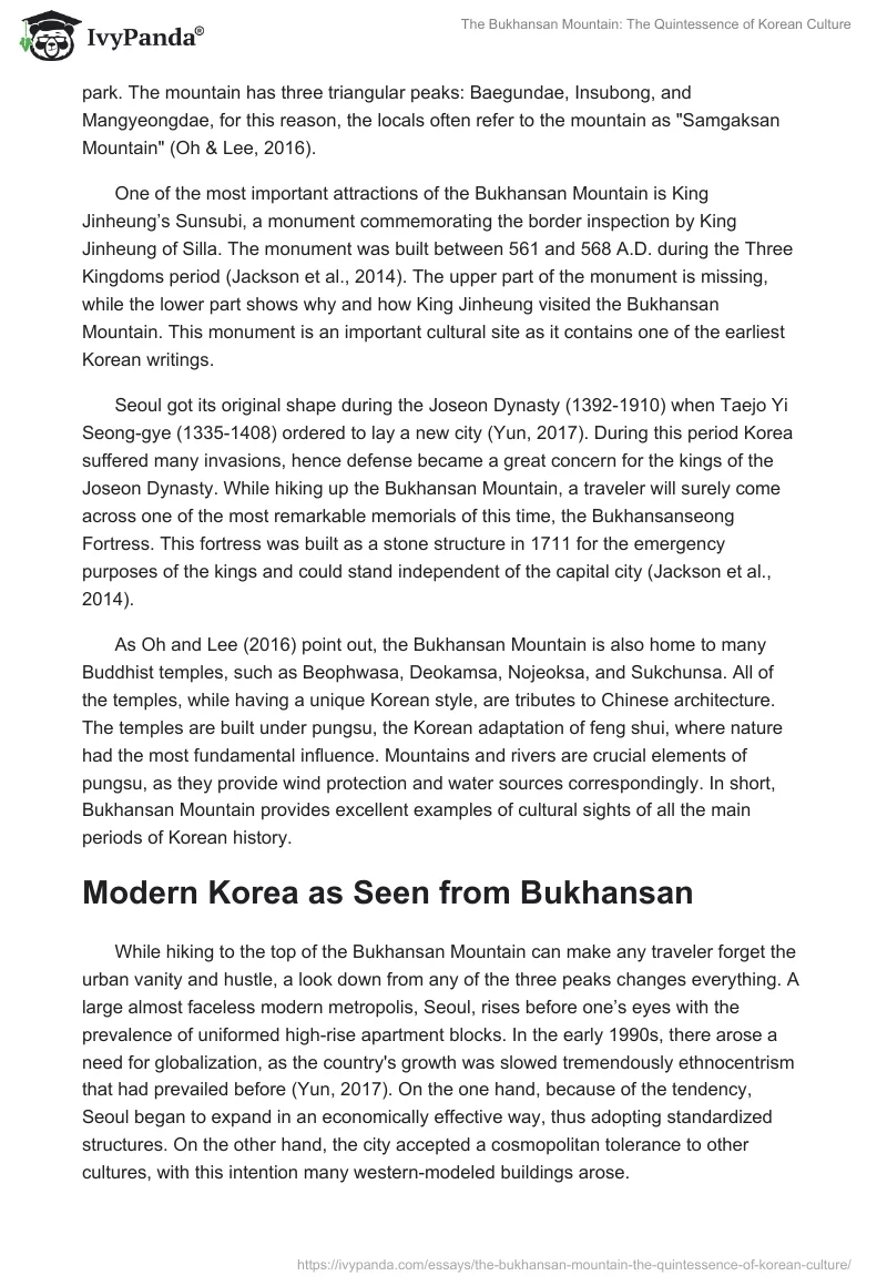 The Bukhansan Mountain: The Quintessence of Korean Culture. Page 2