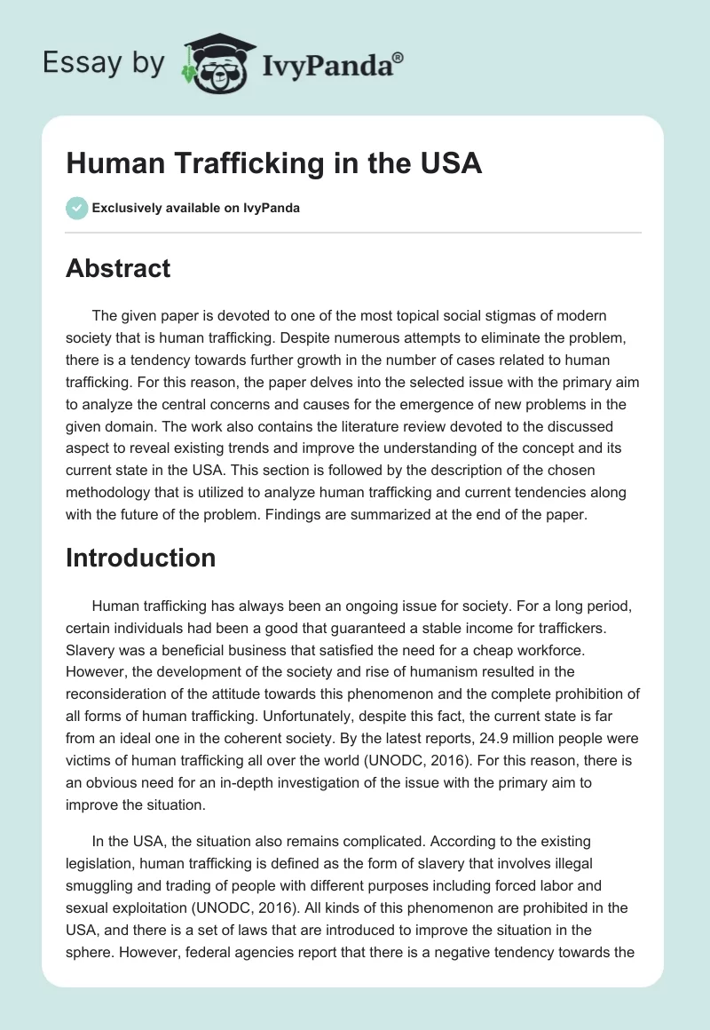 Human Trafficking in the USA. Page 1
