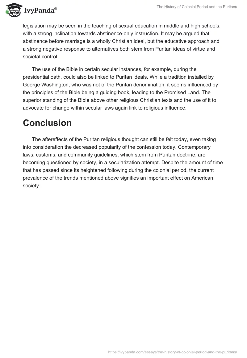 The History of Colonial Period and the Puritans. Page 2