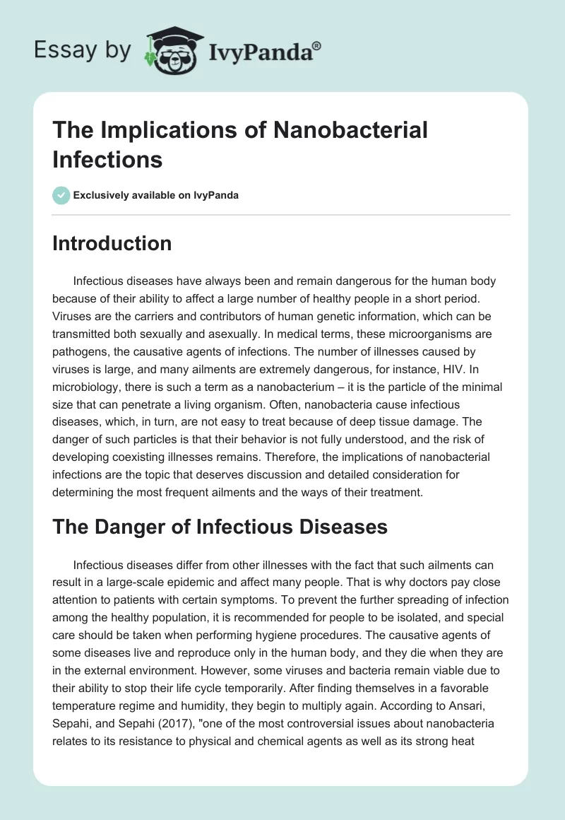 The Implications of Nanobacterial Infections. Page 1