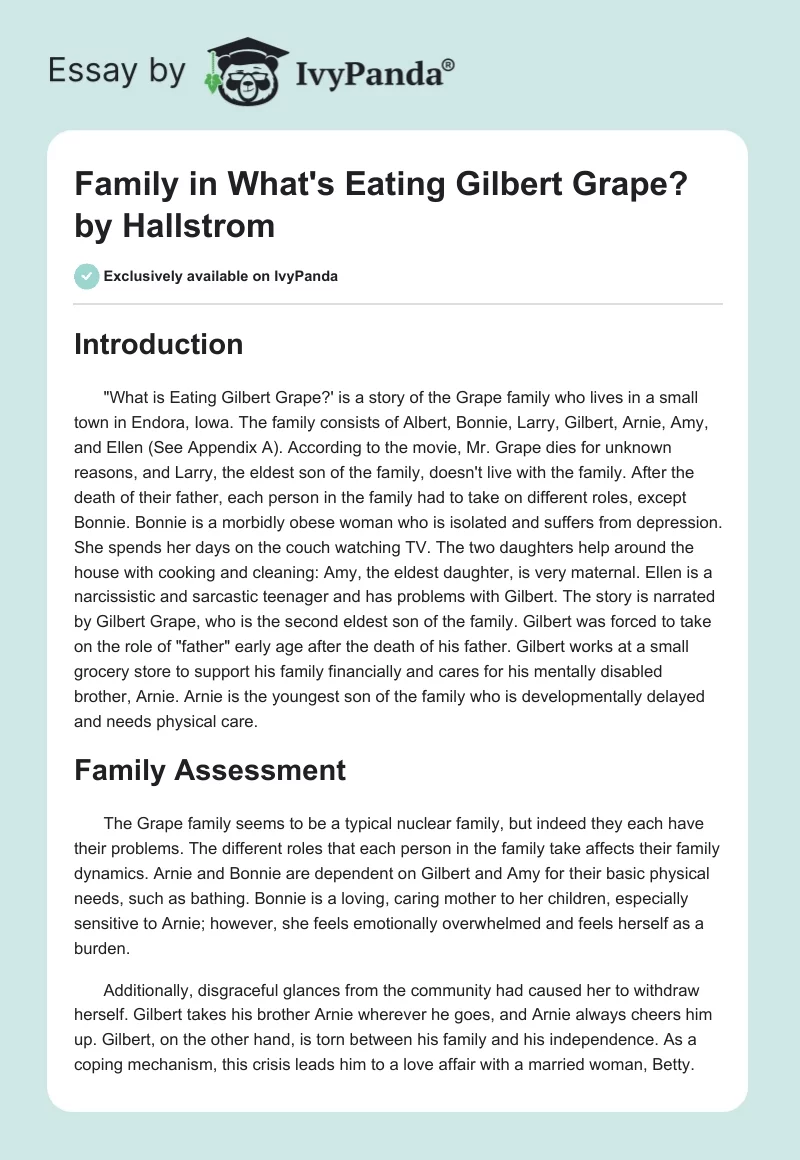 Family in "What's Eating Gilbert Grape?" by Hallstrom. Page 1