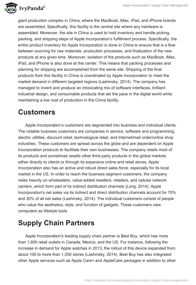 Apple Incorporation: Supply Chain Management. Page 4