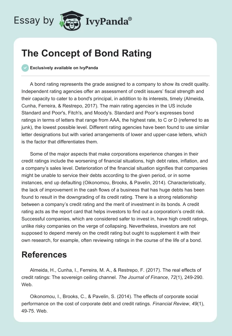 The Concept of Bond Rating. Page 1
