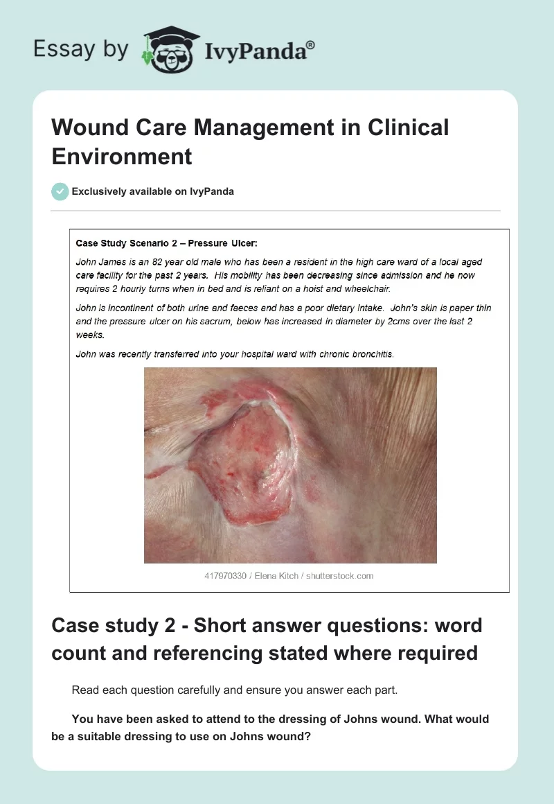 Wound Care Management in Clinical Environment. Page 1