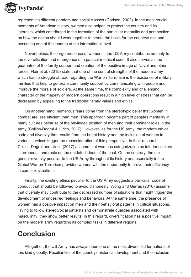 Ethics and Diversity in the United States Army. Page 2