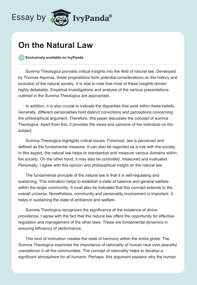 On the Natural Law. Page 1