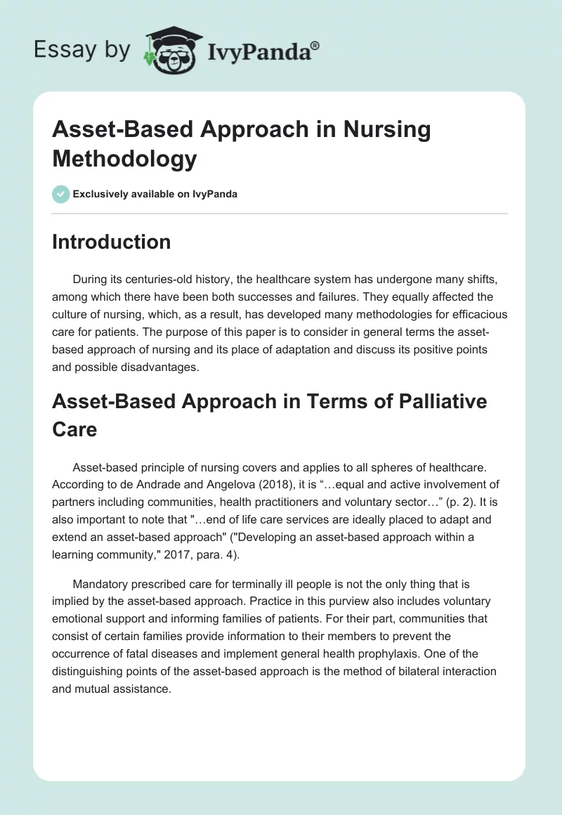 Asset-Based Approach in Nursing Methodology. Page 1