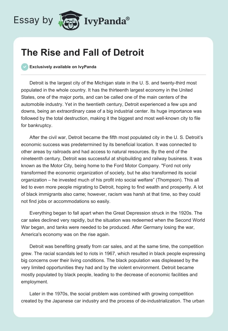 The Rise and Fall of Detroit. Page 1