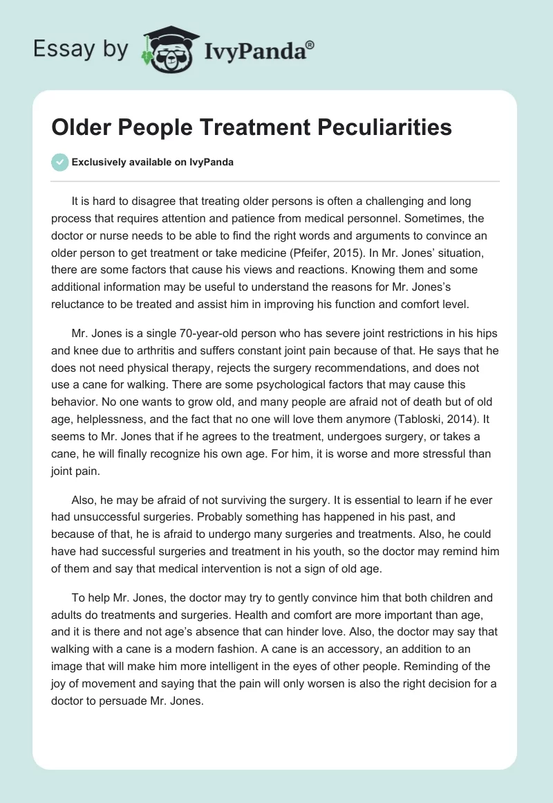 Older People Treatment Peculiarities. Page 1